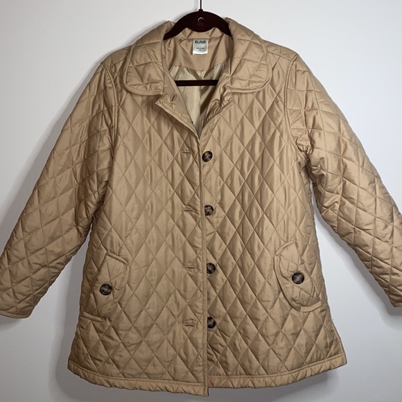 BLAIR Quilted Car Coat: Light Taupe - Picture 2 of 9